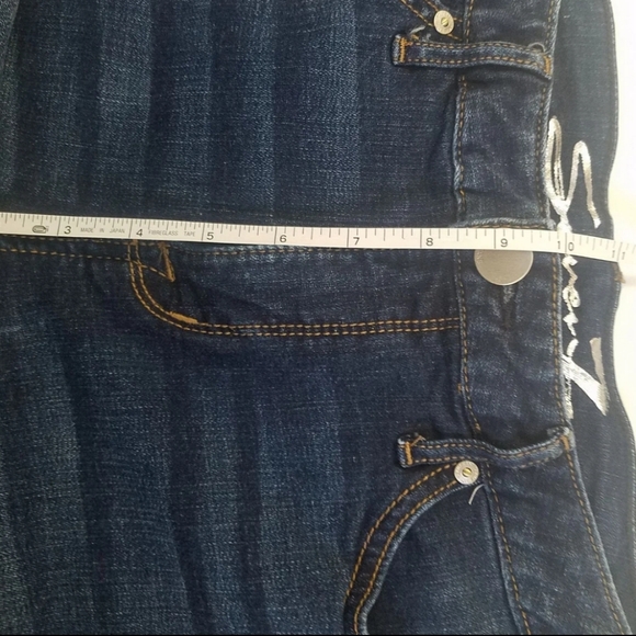 Seven 7 Denim Shorts Sz 8 Embroidered Back Pockets Dark Rinse - Picture 7 of 7
